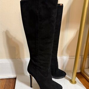 Michael Kors Black and Gold Plated Heeled Boots
